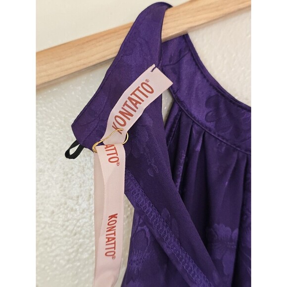 Kontatto Halter Satin Maxi Dress Gown Womens Medium Made In Italy - Picture 7 of 10